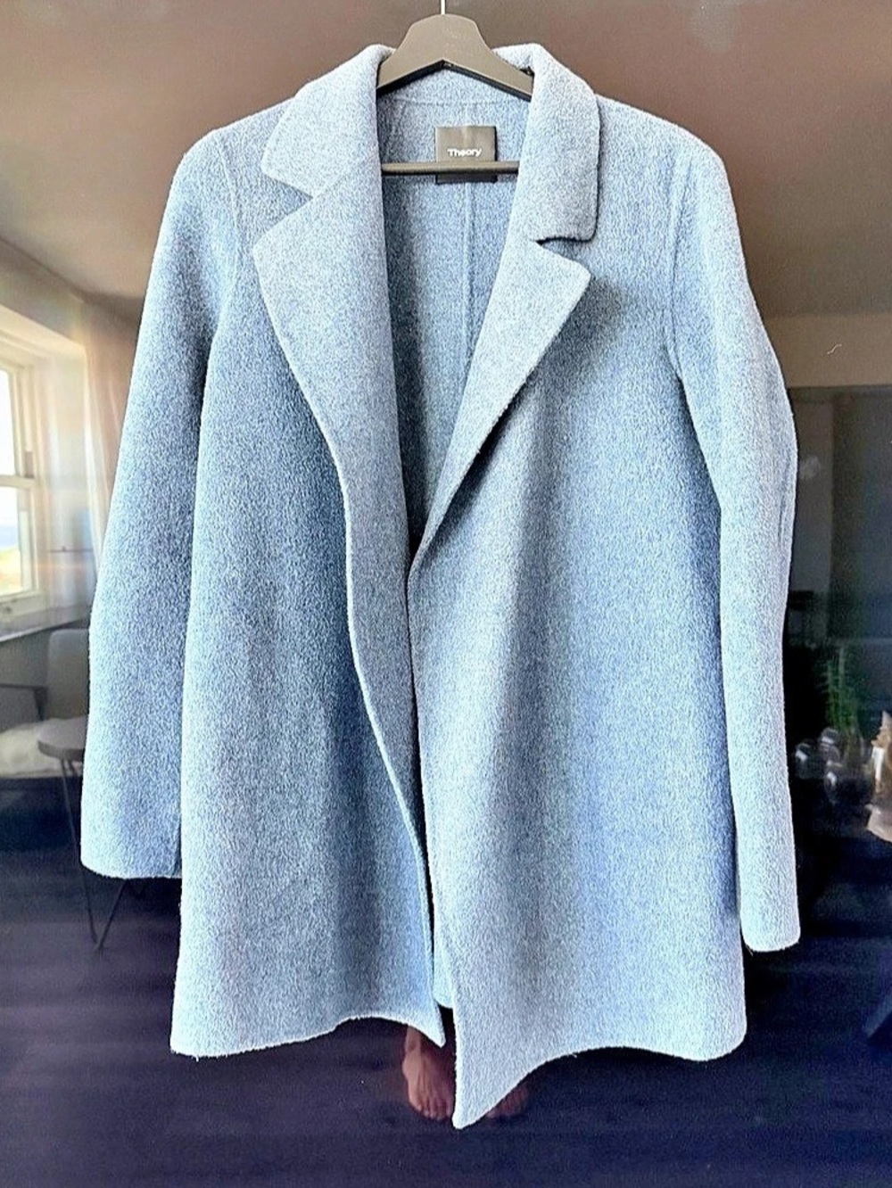 Theory Clairene Jacket in Double-Face Wool-Cashmere Blue Medium
